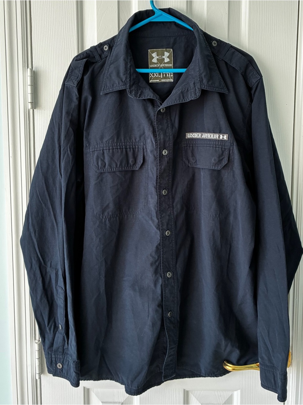 Under Armour Men's Dark Blue Casual Shirt XXL  Logo. Cotton Poly Blend